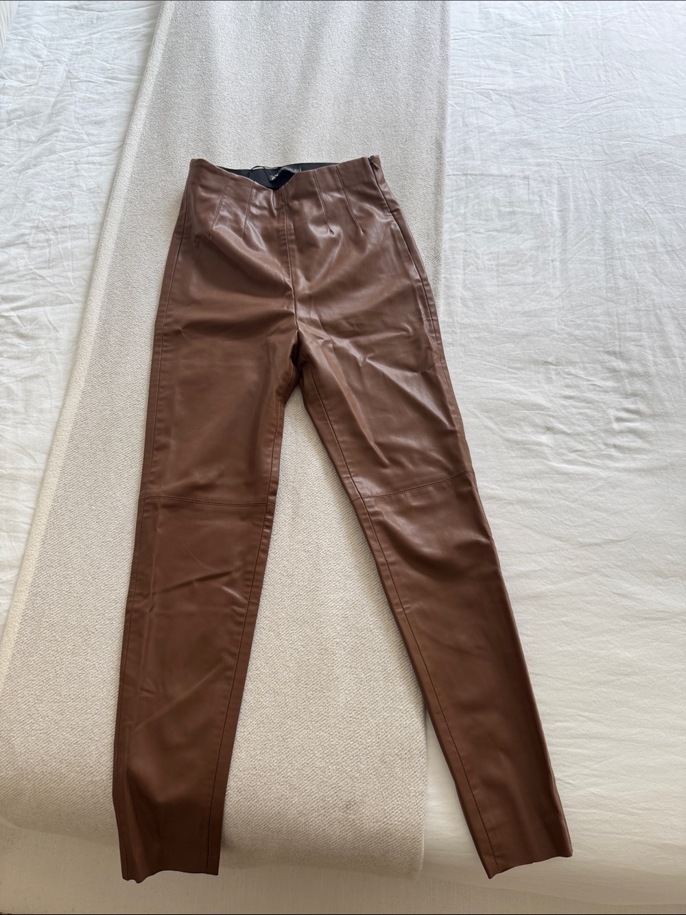 Women Brown Faux Leather Pants